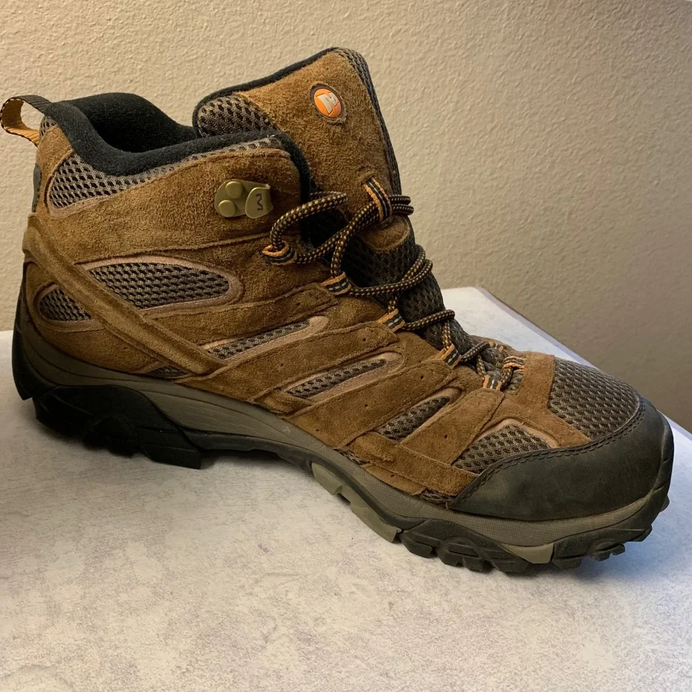 Merrell‎ Moab 2 Mid Hiking Boots Mens 14 Brown Suede Vibram J06057M Earth EUC